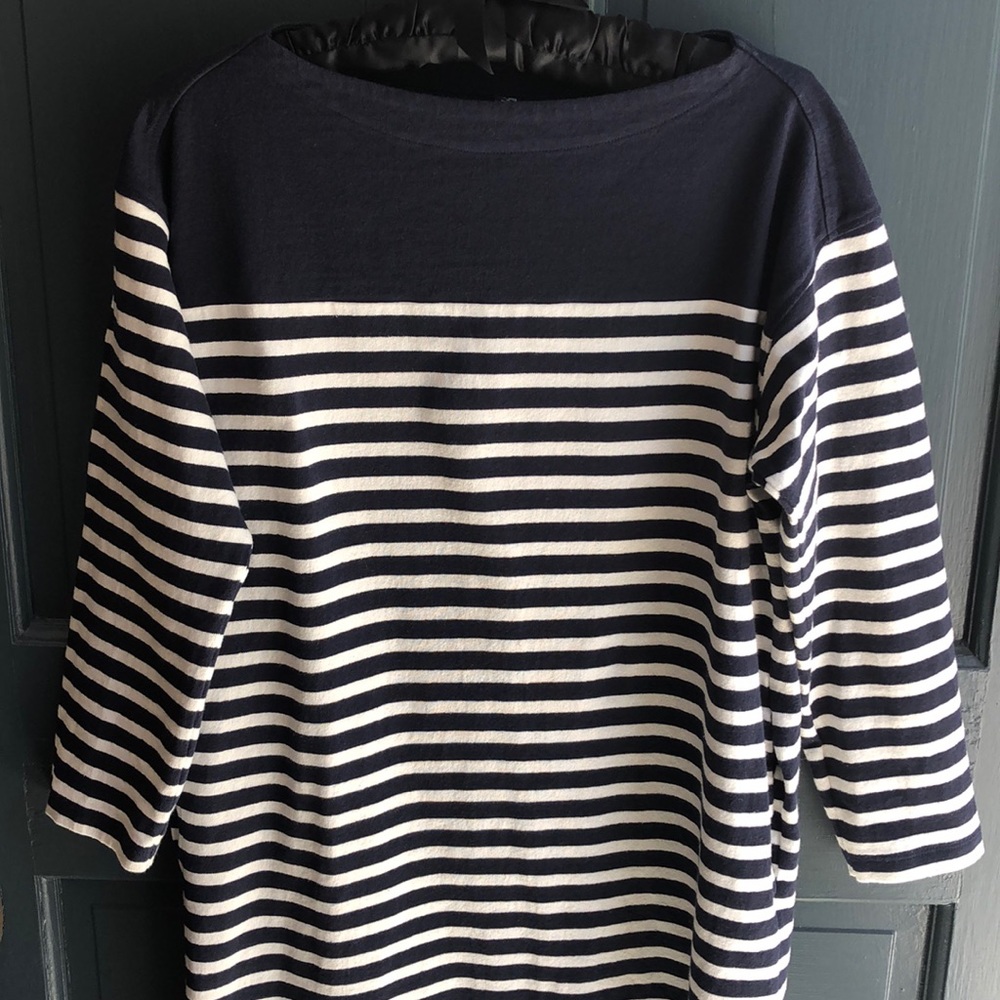 EUC Uniqlo Cotton boat neck sailor stripe dress